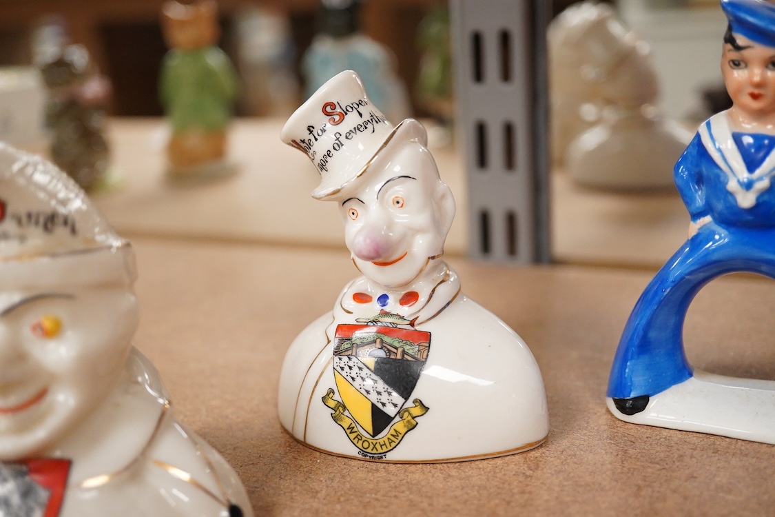 A pair of Art Deco Carltonware ‘sailor napkin rings’ and two Cartlon china crested clowns